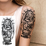 1 Sheet Compass Flower Temporary Tattoos For Women Men Adults Skull Lion Owl Tattoo Sleeve Sticker Black Fake