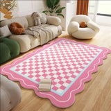 Pink Living Room Carpet Large Irregular Shape Rug Bow Cute Sweet Girl Home Decoration Rugs for Bedroom Soft Fluffy Floor Mat