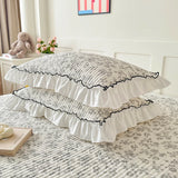 2pcs Pillowcase Quilted Pillow Cover Ruffles Pillowsham 48x74cm Pillow Case Skin-friendly Cushion Covers