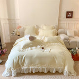 4Pcs Korean Princess Style  Pure Cotton 100% Bedding Set Quilt Cover 200x230 Sheet For Bed And Pillowcases  Sheet Four Seasons