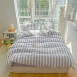 Nordic Bedding Set Ins Popular Striped Duvet Cover Set Bed Sheets Set Single Twin Full Queen Size Skin-Friendly Soft Bedding