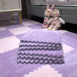 Plush Puzzle Foam Floor Mat Baby Play Mat Cute Soft Fluffy Interlocking Square Foam Tiles Area Rugs Carpet for Parlor Bedroom