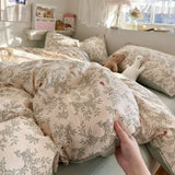Aerobic three-layer yarn printing four-piece set skin-friendly and soft four-piece set of bedding in student dormitory