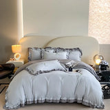 Elegance French Style Bedding Set Duvet Cover Set High Quality  New Lace Princess Embroidery Double Layer Edge King Queen
