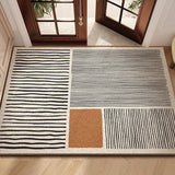 Modern Geometric Wire Loop Door Mat Water Absorbent Dirt Trapper Non-slip Rug for Home Entrance & Hallway