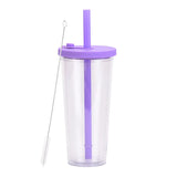 700ml,Double-Layer Straw Cup/MUG,Drinkware,Environmentally Friendly Plastic,Large Diameter,Transparent Milk Tea Cup,Holiday Gift