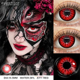 Vampire Red Eye Lenses Halloween Colorful Contact Lenses Devil Cosplay White Anime Eye Lens with Pink Pupils for Partie