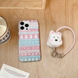 Ins Winter Fair Puppy Shiny Fundas for iphone 16Pro 13pro 15pro 14 13 15 16 pro max 14promax shell protect cute rope phone case