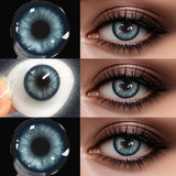 14.20mm 6-Month Disposable Colored Contact Lenses Blue/Brown/Grey 1 Pair Cosmetic Contacts for Daily Wear & Makeup