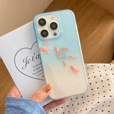 Lucky Fish Koi Carp Gradient Phone Case For iPhone 16 15 14 13 12 Pro Max 16Promax 15Pro Soft Transparent Protection Cover funda