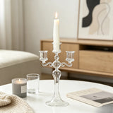 Nordic Transparent Glass Candlestick 3 Heads Candlesticks Taper Candle Holders Romantic Wedding Home Coffee Table Decor