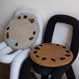Round Seat Cushion Soft Cartoon Dog Stripe Plush Floor Chair Sofa Pad Support Home Office Autumn Winter Warm Decor 40x40cm