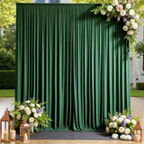 2PCS Dark Green Wrinkle-Free Photography Background Drapes Wedding Backdrop Curtain for Parties Baby Birthday- Crease Resistant