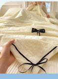Summer Thin Quilt Ins Girl Bow Seersucker Washed Cotton Summer Quilt Single Dormitory Air Conditioner Blanket Machine Washable