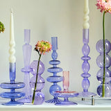 Floriddle Glass Candlesticks Lilac Candle Holders Wedding Table Centerpieces Nordic Home Decoration Christmas Gift