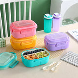 Student Lunchbox Mug Set Double Layer Food Cooler Portable Bento Box with Cutlery Microwavable Food Container