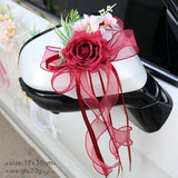 Multi-purpose Rustic Wedding Car Door Handle Decoration Just Flowers Married Car Mirror Rearview Flower Decor Accessories