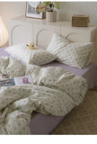Ele Floral Cotton Bedding Set 00% Pure Combed Cotton 4-Piece Bedding Set for Students Dormi 3-Piece Duvet Cover Bedding