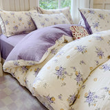 Ikeehome  Class A super soft jacquard cloud yarn cotton four-piece set, bed sheet, bed hat, quilt cover, student dormitory bed