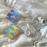 Laser Cover Contact Lens Case Box Colored Lenses Container Beauty Lens Storage Box Travel Set With Mirror Gift Girl