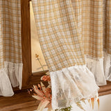 American Sweet Style Plaid Pattern lace Curtain Fabric Kitchen Door Curtains Cafe Living Room Window Kitchen Home Decoration
