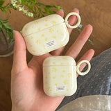 Korea Cute Full Yellow Flower Gloss Soft Protection Case For Apple AirPods 1 2 3 4 Pro 2 Cover Shockproof Funda With Keychain