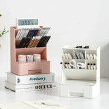 Simple Pen Holder With Drawer Multifunction Desktop Organizer Stationery Storage Box Student Office Desk Decorations