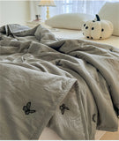 Embroidered Summer Quilt Washed Cotton Girl Home Comfortable Skin Friendly Soft Air-Conditioned Thin Quilted Queen Size Blankets