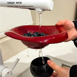 Modern Wave Irregular Ceramic Draining Tray Kitchen Fruits Snack Decorative Tray Tableware Living Room High-footed Tray