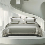 2025 New Luxury Embroidery 1200TC Lyocell Cotton Soft Silky Bedding Set Duvet Cover Set Bed Sheet/Fitted Sheet Pillowcases 4Pcs