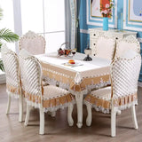 Dining Table Chair Cover Set European Jacquard Cushion Chair Rectangle Round Coffee Tablecloth Table Cloth Home Decor Dustproof