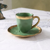 Italian colored glazed ceramic small coffee cup and plate set, dining small cup, afternoon small tea cup, tea ceremony cup