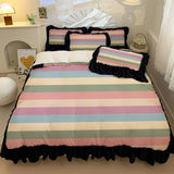 Floral Plant Pattern Bedding Doublesided Coral Fleece Duvet Cover 3 Pcs Set Keepwarm Machine Washable Skin Friendly Bed Sheets