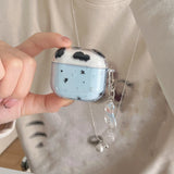 Transparent Blue Cow Pattern Stars + Pendants Are Suitable for Apple Airpodspro2 Case/Airpodspro Case/Airpods4 Case/Airpods3 Cas