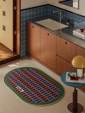 Nordic Retro Oval Shower Mat Super Absorbent Non-Slip Floor Rug Creamy Style Mid-Century Decorative Doormat for Bathroom