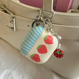 Lange Three Strawberries + Hanging Chain Headphone Case Suitable for Apple for Airpodspro2 Case/For Airpodspro Case/For Airpods4 Case/For Airpods3 Case/For Airpods2 Case/Fashion Women's Headphone Case/Casual Headphone Case