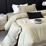 600TC Egyptian Cotton Thickened Brushed Fabric Bedding Set Solid Color Queen Size Duvet Cover Bed Sheets Fitted Sheet Pillowcase