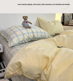 Moonlight Bus Cheese Yellow ids INS Sle Full Cotton Waed Bedding Cover 8 Bedding Four-Piece Set Mixed Cotton Bedding