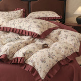 Princess Double-Layer Yarn Pure Cotton Bedding Set Skin Friendly Duvet Cover Kit for All Seasons Home Dormitory Comforter Set