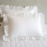 Hot Sale 1 Pair of Pillowcases with Ruffles White Shabby Country Girl Cover Protector with Border Decorative 48x74cm