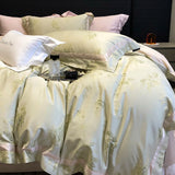 Luxury 1000TC Lyocell Cotton Jacquard Soft Silky Bedding Set Queen King Size Duvet Cover Bed Sheet/Fitted Sheet Pillowcases 4Pcs