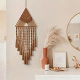 Minimalist Modern Style Hand Knitting Pendant Tassel Cotton Pendant Creativity Home Decoration Bedroom Door Decorative Brown