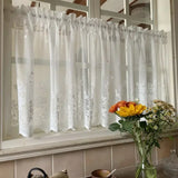 Lace Embroidery Short Gauze Curtains Flower Embroidery Kitchen Bay Window Curtains Decor Living Room Atmosphere Nice Curtains