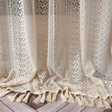 Outdoor Boho Lace Tassel Sheer Curtains Multi Panels Light Filter Drapes For Gazebo Garden Terrace Warm Housewarming Gift