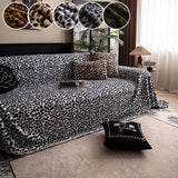 1PC-Leopard print all season universal sofa towel, pet friendly anti slip sofa towel, dust-proof, machine washable sofa towel