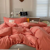 Light Blue White Milk Pure Cotton Waed Bedding Set Simple Nordic Sle Double Stitch  Color Mix Match Bed Canopy Sle