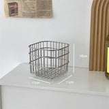Ins Sliver Square Stainless Small Storage Basket Kitchen Bathroom Accessories Home Decorative Desk Makeup Organizer Box