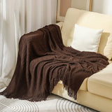 Knitted Throw Blanket Soft Cozy for Couch Yellow Living Room Home Decor Outdoor Lightweight Blanket with Tassels Warm Woven