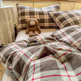 New Soft and Skin-friendly All-cotton Duvet Cover Skin-friendly Breathable Checkered Quilt Cover with Pillowcase