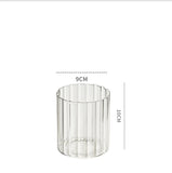 Ribbed Cylinder Glass Candle Holder Home Decor  Pillar Candles Glass Vase Floating Candle Wedding Ornaments Tealight Candlestick